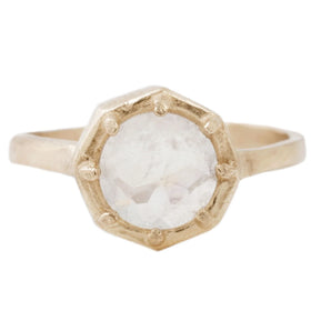 Yellow Gold Rainbow Moonstone Ring